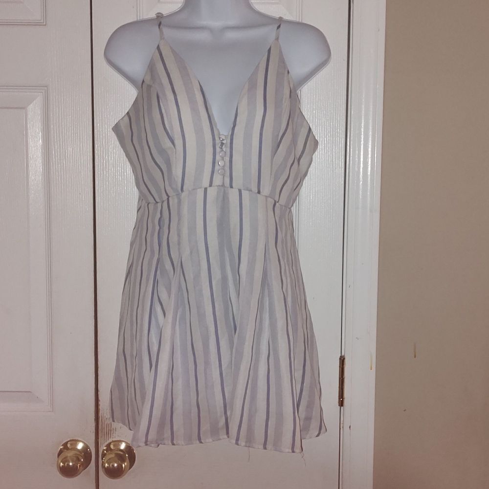 Favlux blue white striped romper Sz L
